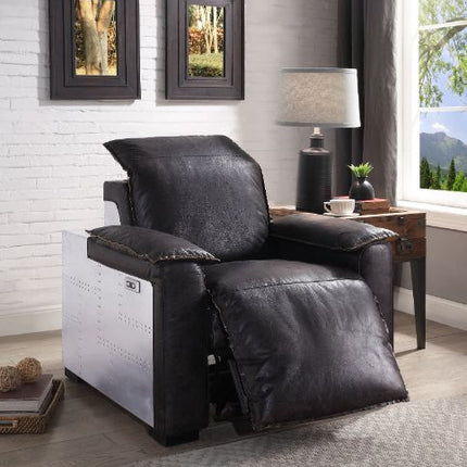 ACME 59943 Nernoss Power Motion Recliner, Dark Grain Brown Leather & Aluminum