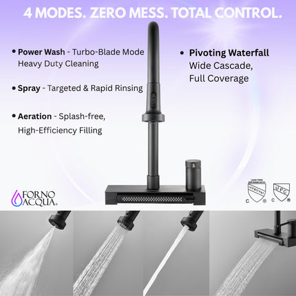 FORNO ACQUA 4 Function Waterfall  Pull-Down Kitchen Faucet
