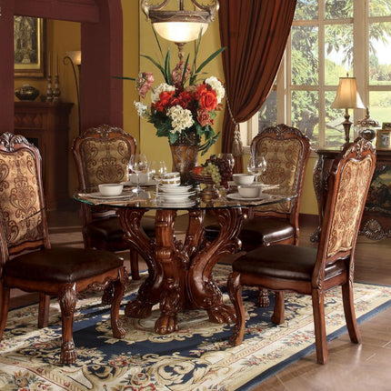 ACME 60010 Dresden Dining Table with Pedestal, Cherry Oak (1Set/2Ctn)