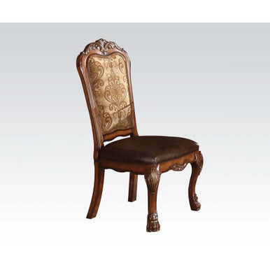 ACME 60012 Dresden Side Chair (Set-2), PU & Cherry Oak ACME Furniture