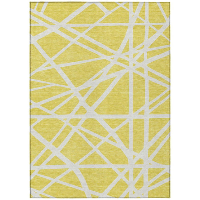 9' X 12' Yellow And Linen Geometric Washable Indoor Outdoor Area Rug HomeRoots