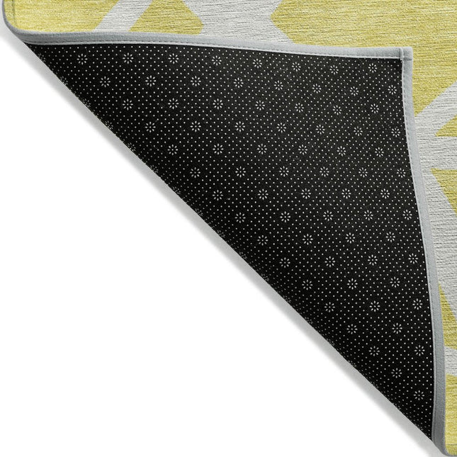 9' X 12' Yellow And Linen Geometric Washable Indoor Outdoor Area Rug HomeRoots