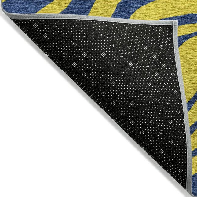 9' X 12' Yellow And Blue Animal Print Washable Indoor Outdoor Area Rug HomeRoots