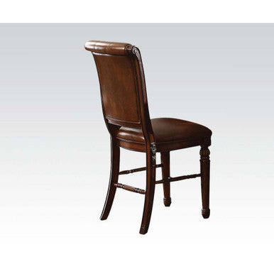 ACME 60082 Winfred Counter Height Chair (Set-2), PU & Cherry ACME Furniture