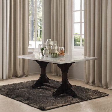 ACME 60180 Gerardo Dining Table, White Marble & Weathered Espresso ACME Furniture