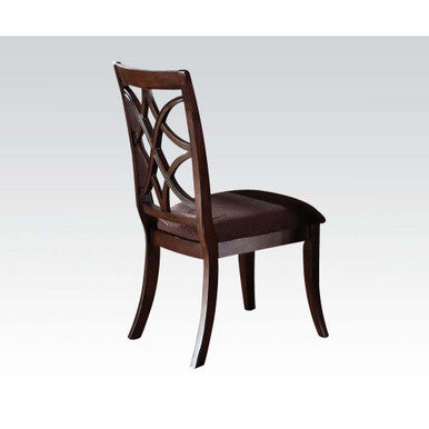 ACME 60257 Keenan Side Chair (Set-2), Dark Walnut & Brown Microfiber ACME Furniture