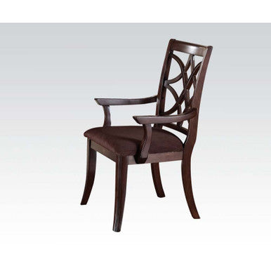 ACME 60258 Keenan Arm Chair (Set-2), Dark Walnut & Brown Microfiber ACME Furniture