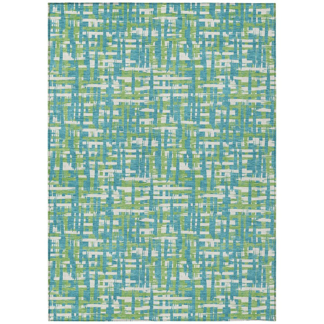 9' X 12' Turquoise Green And Ivory Abstract Washable Indoor Outdoor Area Rug HomeRoots
