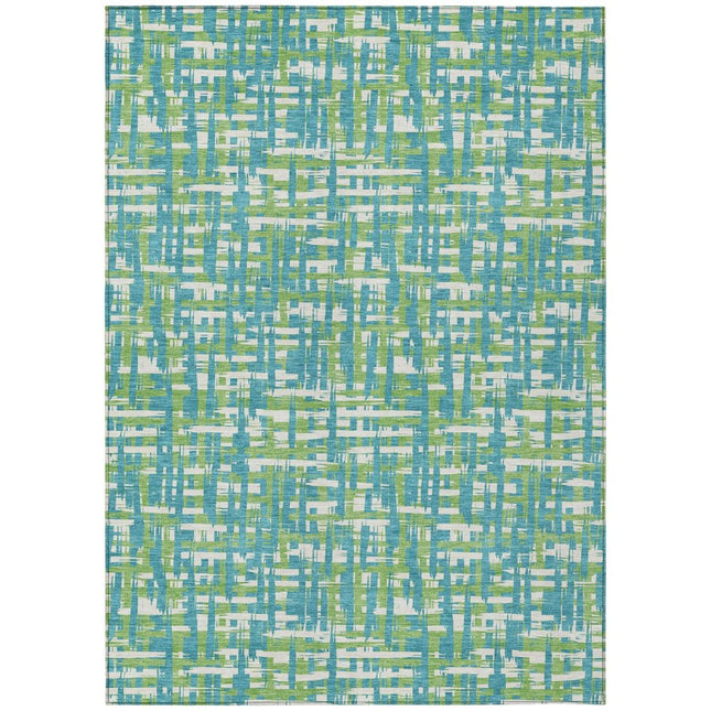 9' X 12' Turquoise Green And Ivory Abstract Washable Indoor Outdoor Area Rug HomeRoots