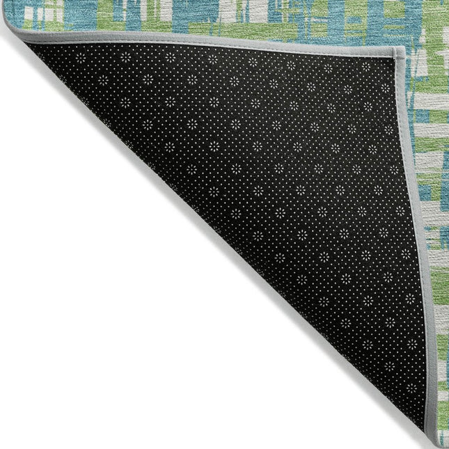 9' X 12' Turquoise Green And Ivory Abstract Washable Indoor Outdoor Area Rug HomeRoots