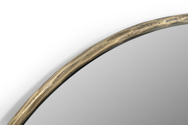 36" Antiqued Brass Iron Round Framed Accent Mirror HomeRoots