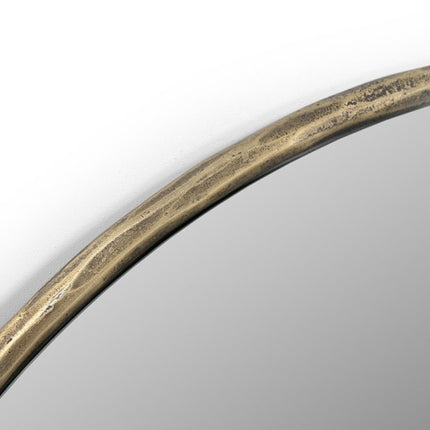 36" Antiqued Brass Iron Round Framed Accent Mirror HomeRoots
