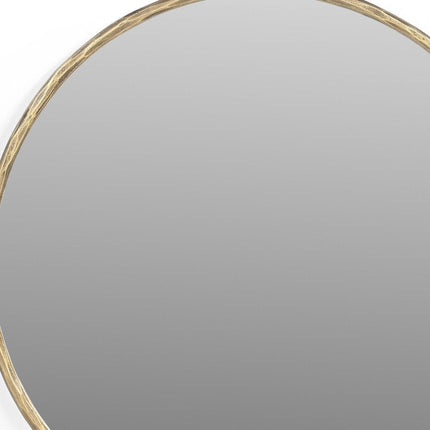 24" Antiqued Brass Iron Round Framed Accent Mirror HomeRoots