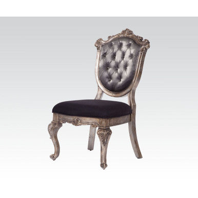ACME 60542 Chantelle Side Chair, Silver Gray Silk-Like Fabric & Antique Platinum ACME Furniture