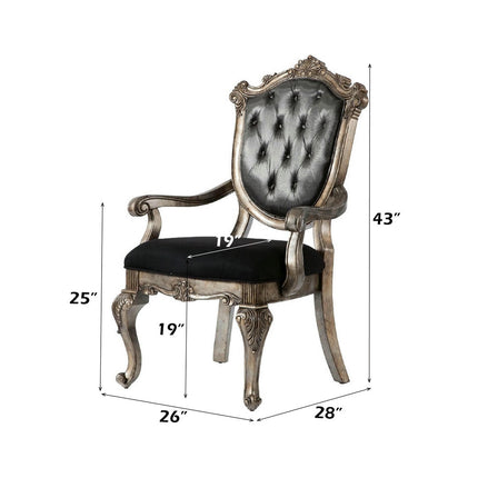 ACME 60543 Chantelle Arm Chair, Silver Gray Silk-Like Fabric & Antique Platinum