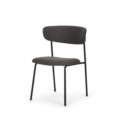 Set of Two Gray and Black Fabric Open Back Dining Side Chairs