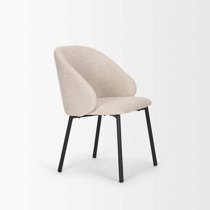 Set of Two Gray and Black Fabric Dining Side Chairs