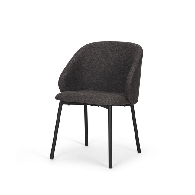 Set of Two Gray and Black Fabric Dining Side Chairs HomeRoots
