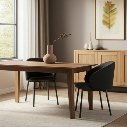 Set of Two Gray and Black Fabric Dining Side Chairs
