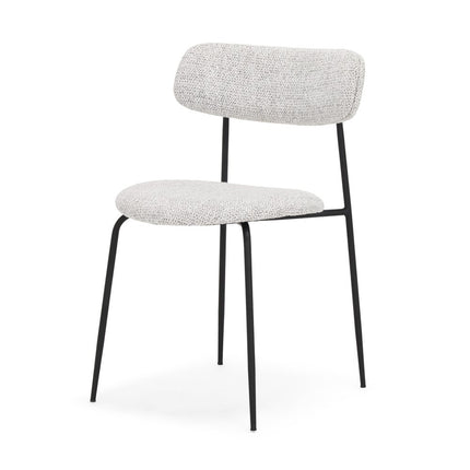 Set of Two Gray and Black Wool Linen And Upholstery Open Back Dining Side Chairs