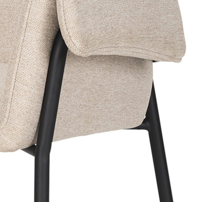 Set of Two Beige and Black Fabric Dining Arm Chairs HomeRoots