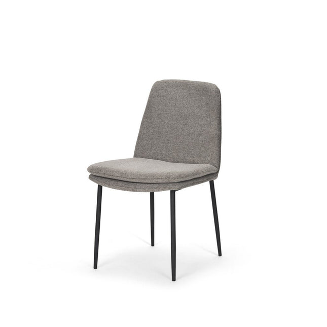 Set of Two Gray and Black Fabric Dining Side Chairs HomeRoots
