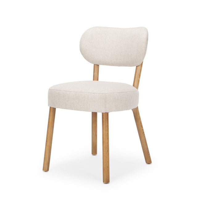 Set of Two Beige and Brown Fabric Open Back Dining Side Chairs HomeRoots