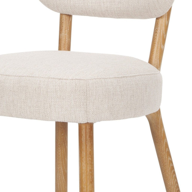 Set of Two Beige and Brown Fabric Open Back Dining Side Chairs HomeRoots
