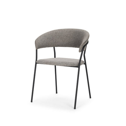 Set of Two Gray and Black Fabric Open Back Dining Arm Chairs HomeRoots