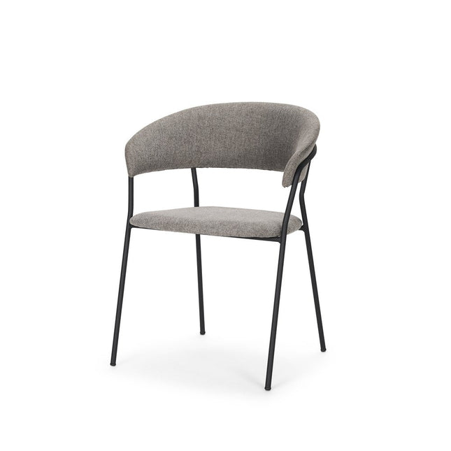 Set of Two Gray and Black Fabric Open Back Dining Arm Chairs HomeRoots