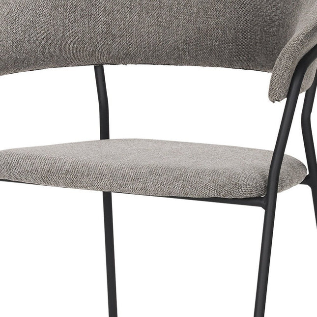 Set of Two Gray and Black Fabric Open Back Dining Arm Chairs HomeRoots