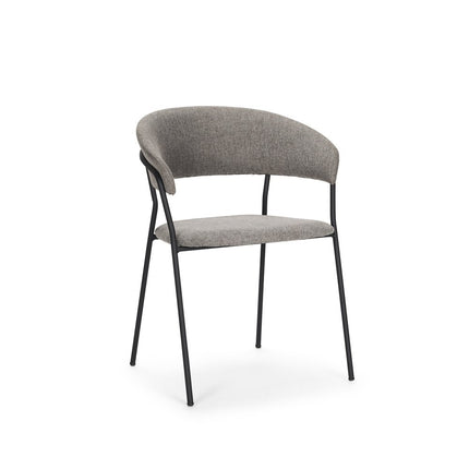 Set of Two Gray and Black Fabric Open Back Dining Arm Chairs