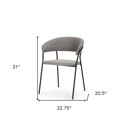 Set of Two Gray and Black Fabric Open Back Dining Arm Chairs HomeRoots