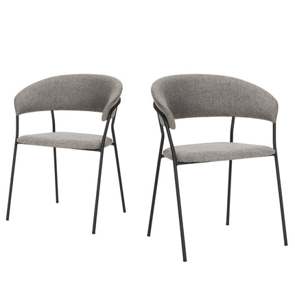 Set of Two Gray and Black Fabric Open Back Dining Arm Chairs HomeRoots