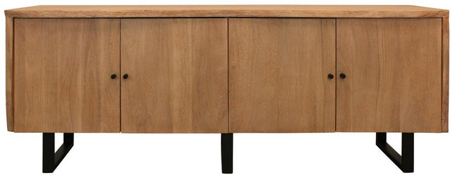 80" Natural Distressed Solid Wood Live Edge Credenza With Four Doors HomeRoots