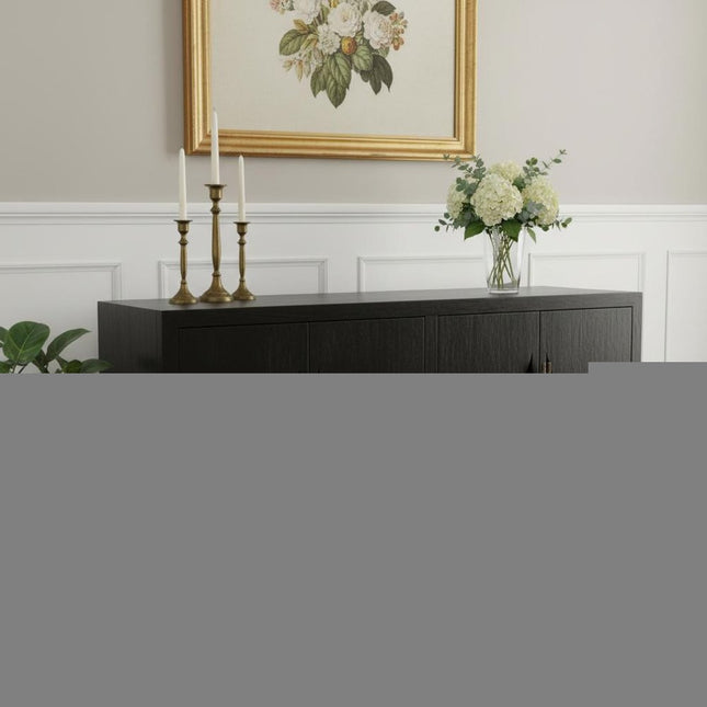 70" Dark Brown Distressed Solid Wood Sideboard With Four Doors HomeRoots
