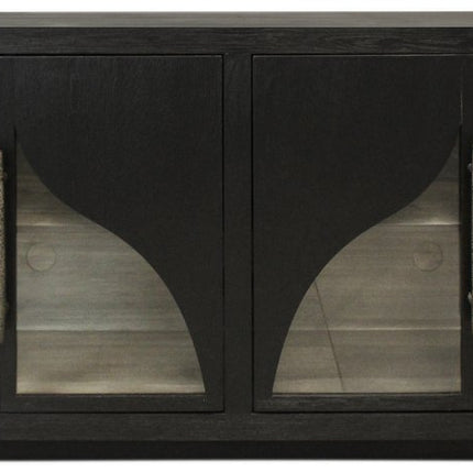 70" Dark Brown Distressed Solid Wood Sideboard With Four Doors HomeRoots