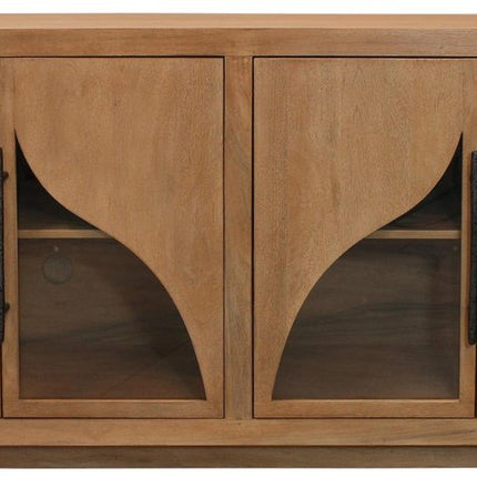 70" Natural Distressed Solid Wood Sideboard with Four Doors HomeRoots