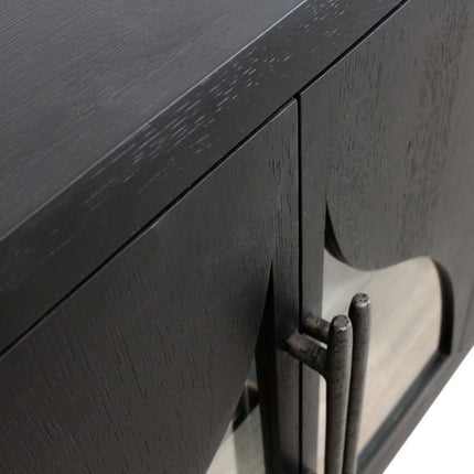 95" Dark Brown Distressed Solid Wood Sideboard with Six Doors HomeRoots