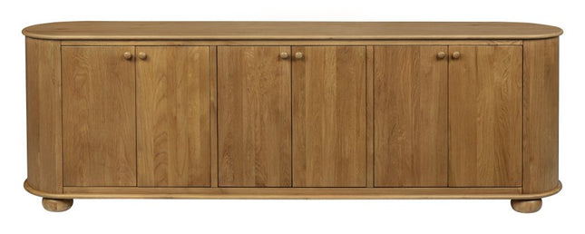 98" Natural Solid Wood Sideboard With Six Doors HomeRoots
