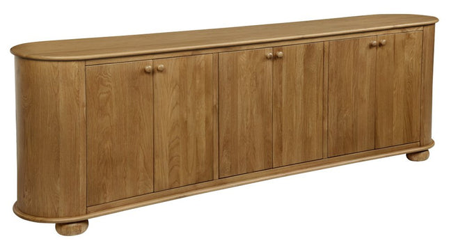 98" Natural Solid Wood Sideboard With Six Doors HomeRoots