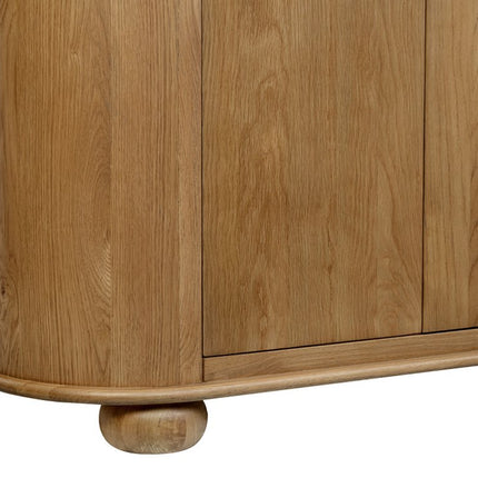 98" Natural Distressed Solid Wood Sideboard with Six Doors HomeRoots