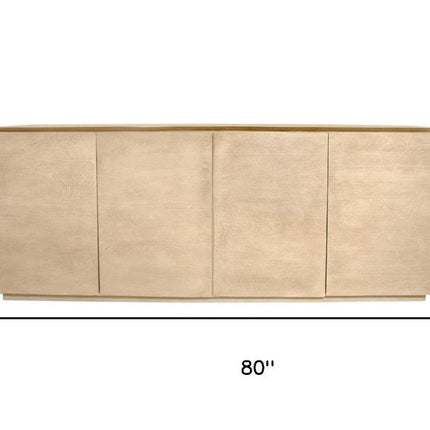 80" Natural Distressed Solid Wood Sideboard With Four Doors HomeRoots