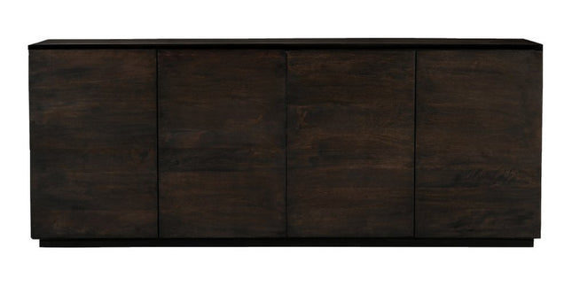80" Dark Brown Distressed Solid Wood Sideboard With Four Doors HomeRoots
