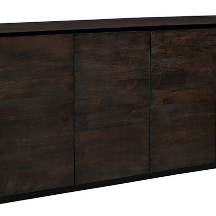 80" Dark Brown Distressed Solid Wood Sideboard With Four Doors HomeRoots