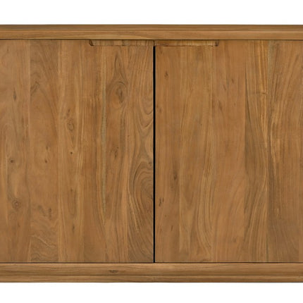 48" Tan Distressed Solid Wood Sideboard With Two Doors HomeRoots