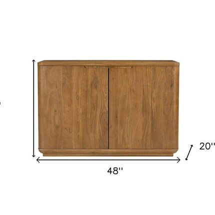 48" Tan Distressed Solid Wood Sideboard With Two Doors HomeRoots
