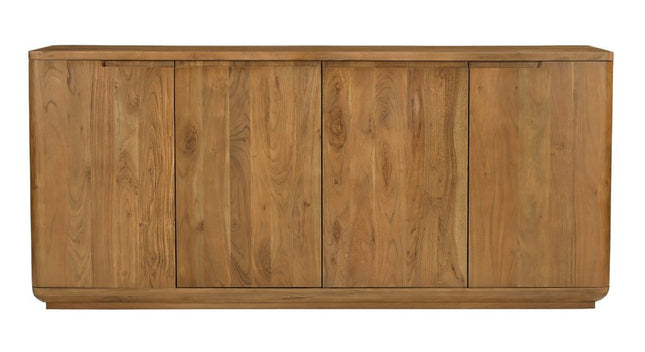 72" Tan Distressed Solid Wood Sideboard Soft Close with Four Doors HomeRoots