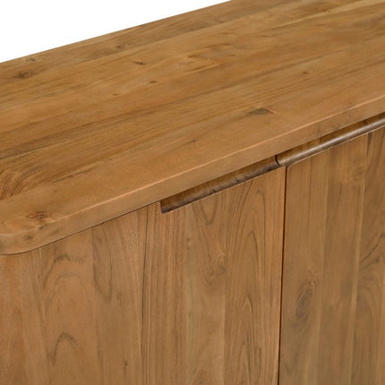 72" Tan Distressed Solid Wood Sideboard Soft Close with Four Doors HomeRoots