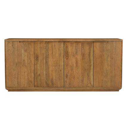 72" Tan Distressed Solid Wood Sideboard Soft Close with Four Doors HomeRoots